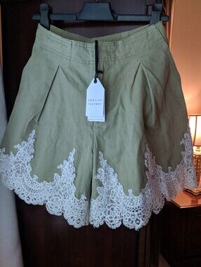 English Factory Olive Green Lace Trim Women's Shorts